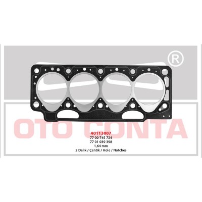 OTC-40113007 (SILINDIR KAPAK CONTASI R19 1.9D 1.65MM) (MARKA: Oto Conta) (OEM:OTC-40113007)