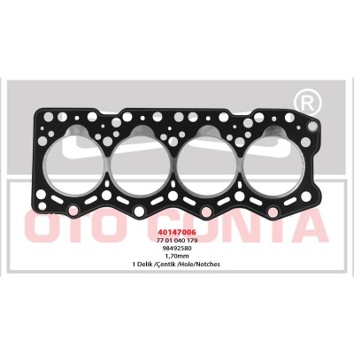 OTC-40147006 (SILINDIR KAPAK CONTA DUCATO MASTER TRAFIC 1.70MM 1 DELIK 08 89 >07 98) (MARKA: Oto Conta) (OEM:OTC-40147006)