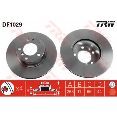 TRW-DF1029 (FREN DISKI ARKA DUZ 5 BIJON LAGUNA ) (MARKA: TRW) (OEM:TRW-DF1029)