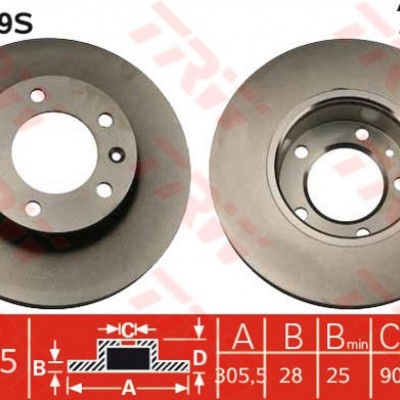 TRW-DF4249S (FREN DISKI ON HAVALI MASTER MOVANO INTERSTAR 98=>) (MARKA: TRW) (OEM:TRW-DF4249S)