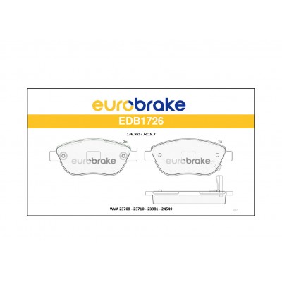 ERB-EDB1726 (REN BALATASI ON CORSA D (BÜYÜK TİP) 1.3 CDTI 07/06=> FIAT 500 0.9 12=> 1.4 1.3D 12=> 1.6D12=>) (MARKA: EUROBRAKE) (OEM:ERB-EDB1726)