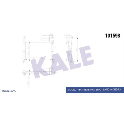 KALE-0108192AL (RADYATOR TIPO 1.6 S SX SLX (88 91) (MT) (NAC) 2 SIRA AL+PL) (MARKA: KALE) (OEM:KALE-0108192AL)