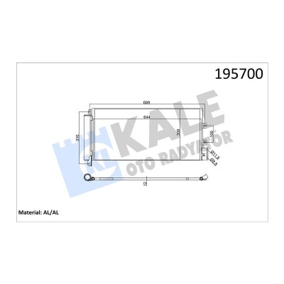 KALE-010ABC060 (KLIMA RADYATORU  LINEA 1.3 1.6 MJTD 1.4 TJET 07 >  AL/BRZ) (MARKA: KALE) (OEM:KALE-010ABC060)