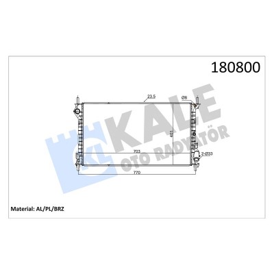 KALE-0222301AB (RADYATOR TRANSIT CONNECT V227 1.8TDCI (02+) (NAC) (MT) AL/PL/BRZ) (MARKA: KALE) (OEM:KALE-0222301AB)