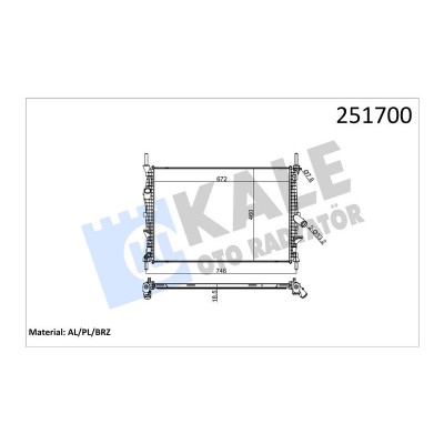 KALE-0222311AB (RADYATOR TRANSIT V347 2.2 2.4 TDCI (06+ (NAC) (MT) AL/PL/BRZ) (MARKA: KALE) (OEM:KALE-0222311AB)
