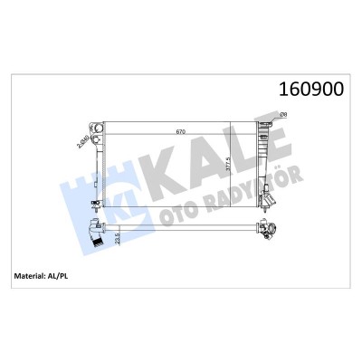 KALE-0403032AL (RADYATOR PARTNER BERLINGO XSARA 306 1.9D DW8 (98 02) 2 SIRA AL+PL) (MARKA: KALE) (OEM:KALE-0403032AL)