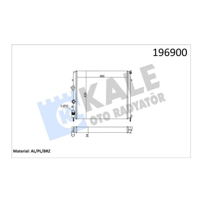KALE-0534351AB (RADYATOR KANGOO 1.5DCI 1.9D 97+ AL/PL/BRZ) (MARKA: KALE) (OEM:8200747214)