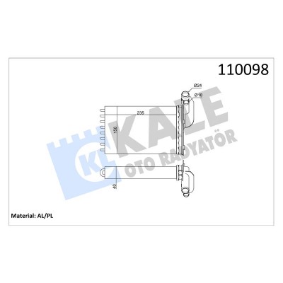 KALE-0583862AL (KALORIFER R19 CLIO KANGOO MEGANE SCENIC (ALUMINYUM BORULU) 2 SIRA AL+PL) (MARKA: KALE) (OEM:KALE-0583862AL)