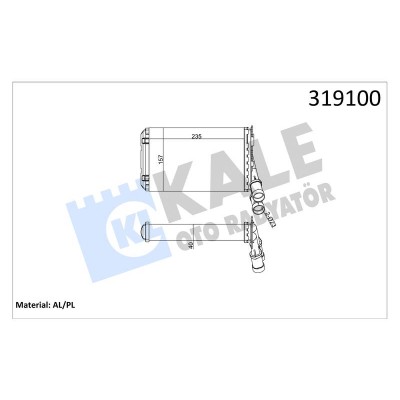 KALE-2081832AL (KALORIFER P306 BERLINGO (AL. TUP) 1 SIRA AL+PL) (MARKA: KALE) (OEM:KALE-2081832AL)