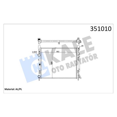 KALE-351010 (RADYATOR KANGOO GRAND KANGOO KANGOO EXPRESS KANGO BE BOP -CITAN AL PL BRZ) (MARKA: KALE) (OEM:8200455801)