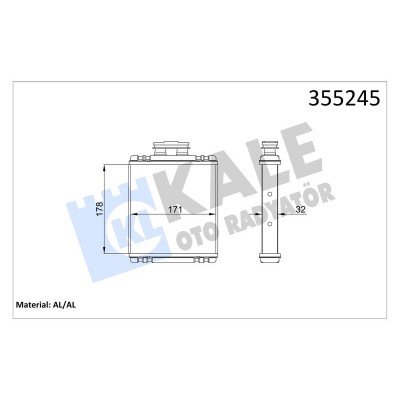 KALE-355245 (KALORIFER RADYATORU  POLO V (6R1-6C1) 1.0 1.2 TSI 1.4 1.6 TSI TDI 1.8 GTI) (MARKA: KALE) (OEM:KALE-355245)