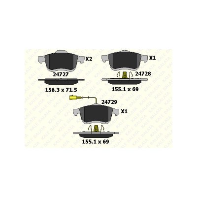 KB-24727 200 05 ANS KD13 (FREN BALATASI ON 500L 12=> DOBLO III 10=> COMBO 12=> ) (MARKA: KALE BALATA) (OEM:KB-24727 200 05 ANS KD13)