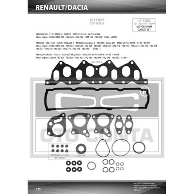 OTC-40113003S (UST TAKIM CONTA R19 CLIO KANGOO 1.9 DZL F8Q SKT KECELI ( SKC SIZ )) (MARKA: Oto Conta) (OEM:OTC-40113003S)