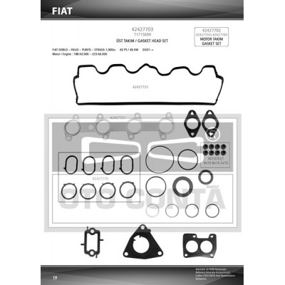 OTC-42427703 (UST TAKIM CONTA DOBLO 1.9 D SKC SIZ SKT KECELI ) (MARKA: Oto Conta) (OEM:OTC-42427703)