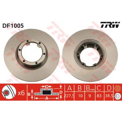TRW-DF1005 (FREN DISKI ON DELIKSIZ R12 TOROS R5 75-85) (MARKA: TRW) (OEM:7700502515)