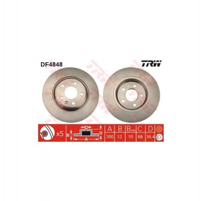 TRW-DF4848 (FREN DISKI ARKA DELIKSIZ  A4 A5 A6 A7 Q5 S6 // KODIAQ 06 /2007 >) (MARKA: TRW) (OEM:TRW-DF4848)