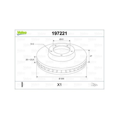 VAL-197221 (FREN DISKI ON RENAULT LAGUNA II 01=>  300 MM  5 BIJON ) (MARKA: VALEO) (OEM:8200007122)