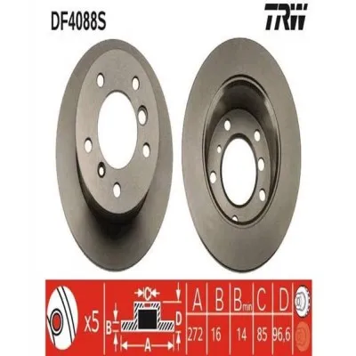 TRW-DF4088S (FREN DISKI ARKA DELİKSİZ MERCEDES SPRINTER B901>B904 . VW LT 28-35-46 TEK TEKER) (MARKA: TRW) (OEM:TRW-DF4088S)