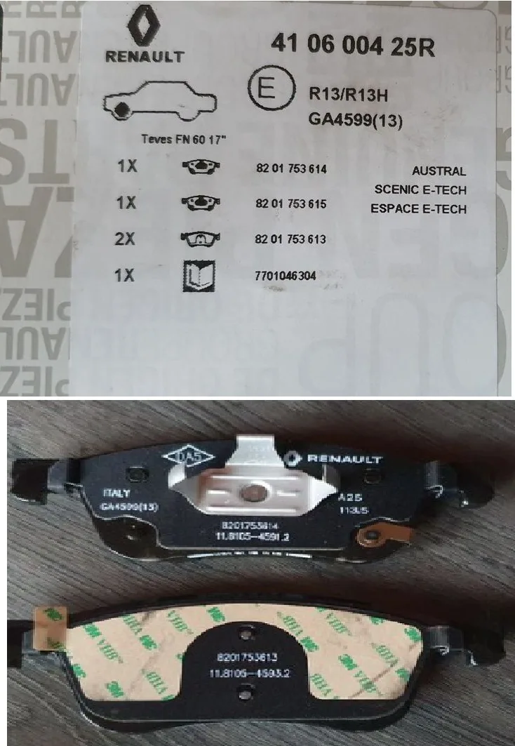 410600425R (Austral Ön Fren Balatası Takımı 2022->) (MARKA: MAIS) (OEM:410600425R)