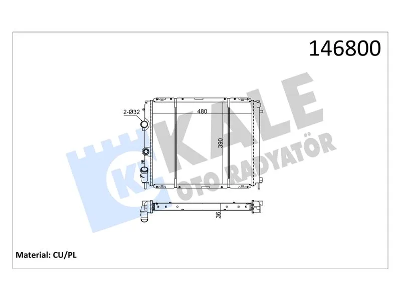 KALE-0534342PA (RADYATOR CLIO II KANGOO 1.9D (98 03) 2 SIRA PA) (MARKA: KALE) (OEM:7700417175)