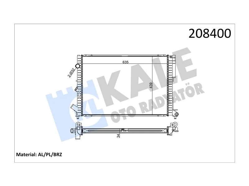 KALE-0529291AB (RADYATOR LAGUNA 1.8 2.0 16V 2.2D ESPACE III 2.0 AL/PL/BRZ) (MARKA: KALE) (OEM:7701044076)