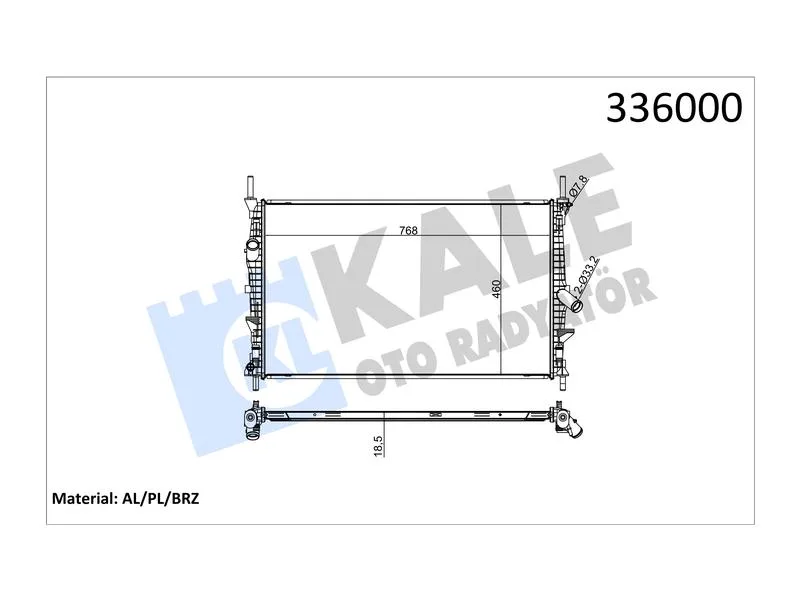 KALE-0222321AB (RADYATOR TRANSIT CUSTOM V362 V363 2.2 TDCI (12+) (MT) AL/PL/BRZ) (MARKA: KALE) (OEM:KALE-0222321AB)