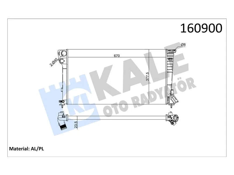 KALE-0403032AL (RADYATOR PARTNER BERLINGO XSARA 306 1.9D DW8 (98 02) 2 SIRA AL+PL) (MARKA: KALE) (OEM:KALE-0403032AL)