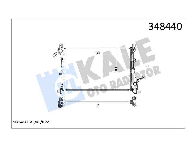 KALE-348440 (SU RADYATORU EGEA 1.3 MJET 1.4 BENZINLI (MT) AL PL BRZ) (MARKA: KALE) (OEM:KALE-348440)