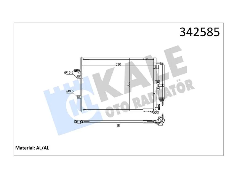KALE-342585 (KONDENSER CLIO III-MODUS 1.2 1.4 1.6 2.0 (05+) AL AL) (MARKA: KALE) (OEM:KALE-342585)