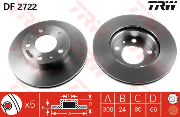 TRW-DF2722 (FREN DISKI ON HAVALI DUCATO JUMPER BOXER 94=> (300x24x5DELİK)) (MARKA: TRW) (OEM:TRW-DF2722)