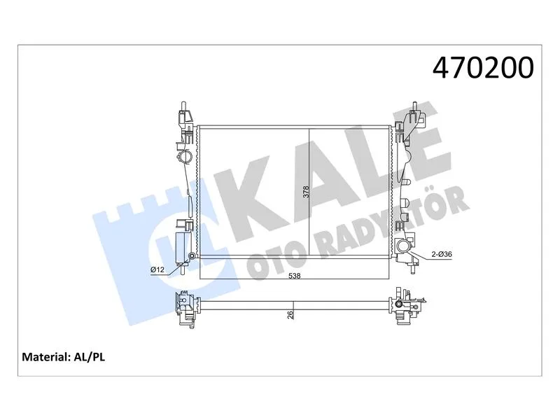 KALE-2501082AL (SU RADYATORU CORSA D-E 1.2 1.4 ADAM 1.2 1.4) (MARKA: KALE) (OEM:KALE-2501082AL)