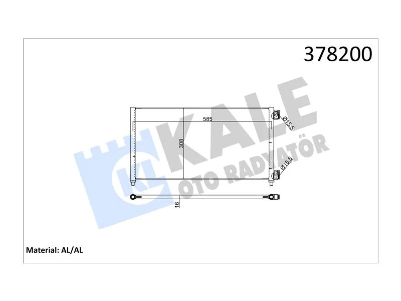 KALE-378200 (KONDENSER DOBLO (01+) IDEA (04+) PUNTO (03+) YPSILON (06-11) 1.3 JTD-1.9JTD AL AL) (MARKA: KALE) (OEM:KALE-378200)