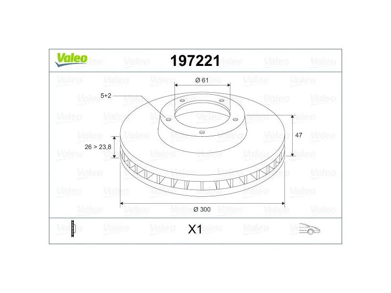 VAL-197221 (FREN DISKI ON RENAULT LAGUNA II 01=>  300 MM  5 BIJON ) (MARKA: VALEO) (OEM:8200007122)