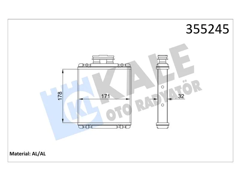 KALE-355245 (KALORIFER RADYATORU  POLO V (6R1-6C1) 1.0 1.2 TSI 1.4 1.6 TSI TDI 1.8 GTI) (MARKA: KALE) (OEM:KALE-355245)