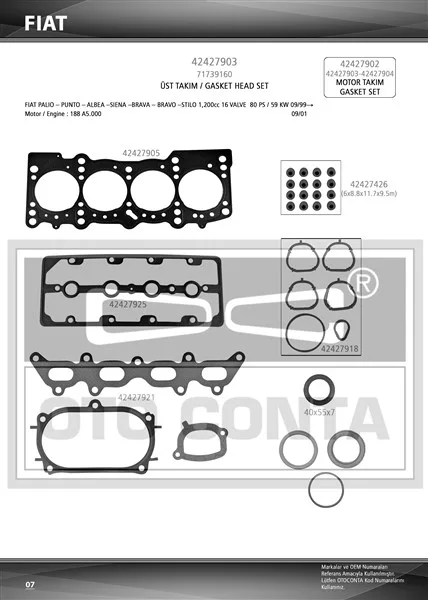 OTC-42427903 (UST TAKIM CONTA PALIO ALBEA 1.2 16V 80HP  SKC SIZ KECELI ) (MARKA: OTO CONTA) (OEM:OTC-42427903)