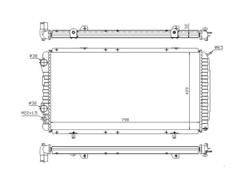ORIS-MFI189034 (RADYATOR BOXER DUCATO JUMPER (97 02) 1.9D 2.5D 2.8HDI (AC+MEK) (790x415x34) ) (MARKA: ORİS) (OEM:ORIS-MFI189034)