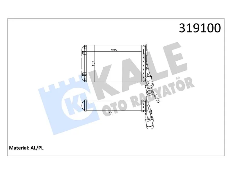 KALE-2081832AL (KALORIFER P306 BERLINGO (AL. TUP) 1 SIRA AL+PL) (MARKA: KALE) (OEM:KALE-2081832AL)