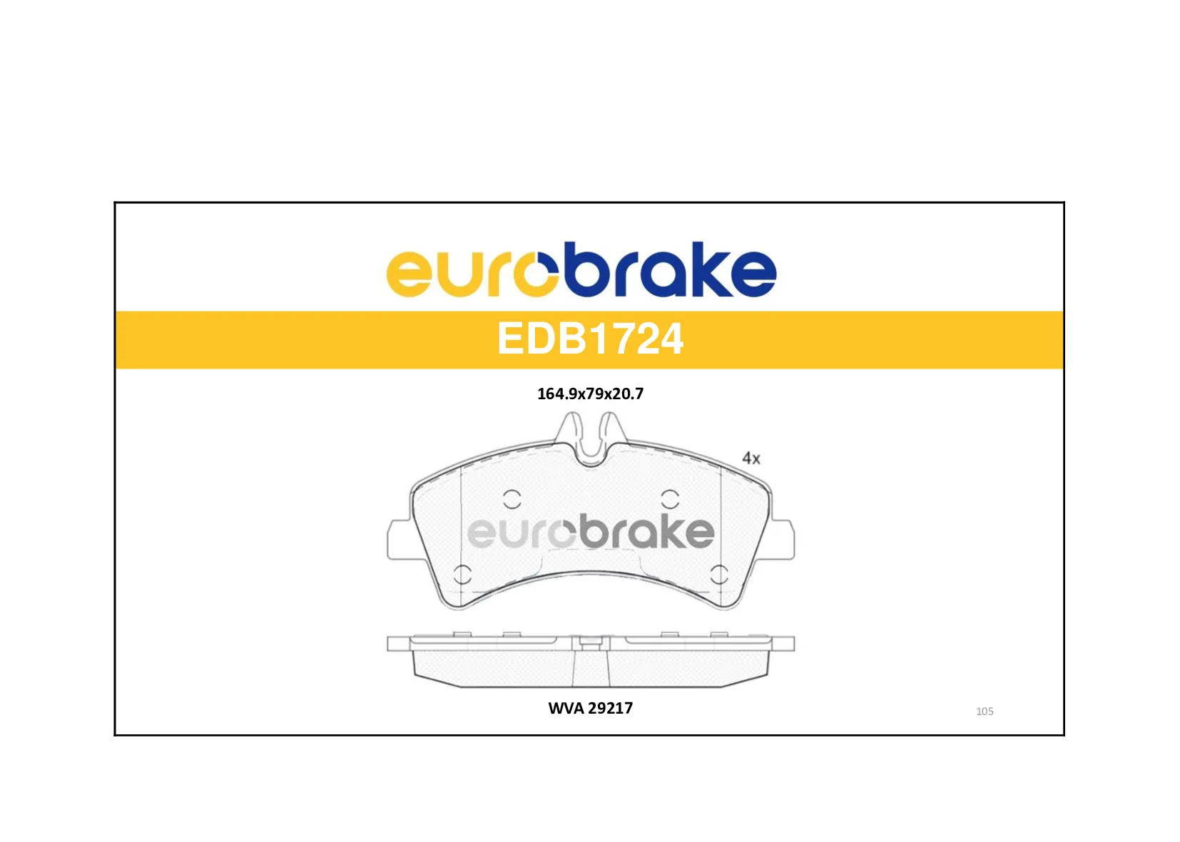 ERB-EDB1724 (FREN BALATASI ARKA CRAFTER SPRINTER 2.5 TDI 06=> CIFT TEKER) (MARKA: EUROBRAKE) (OEM:ERB-EDB1724)