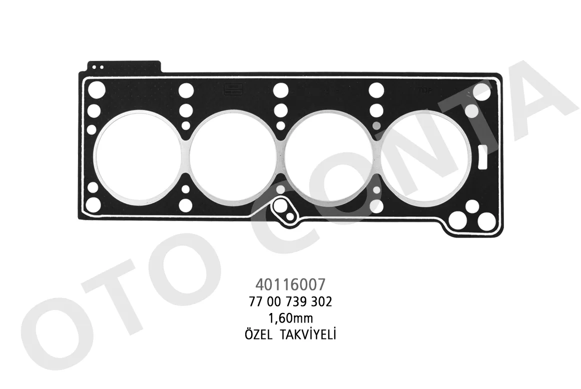 OTC-40116007 (SILINDIR KAPAK CONTA R19 1.4 8V LPGLI SKC OZEL TAKVIYELI 1.60MM E6J) (MARKA: OTO CONTA) (OEM:OTC-40116007)