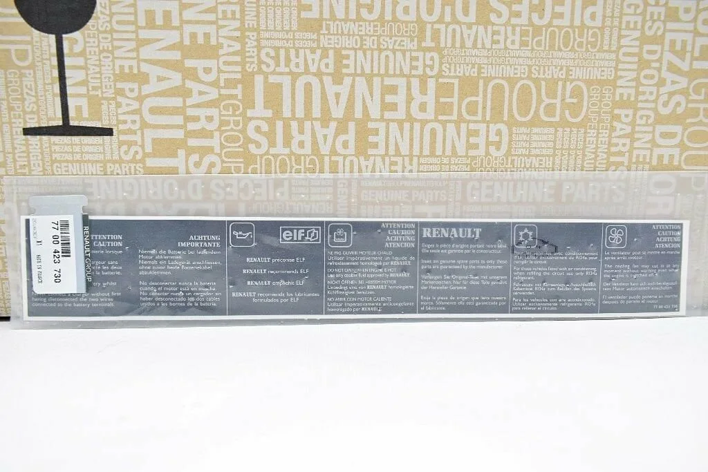 Clio 1-I Megane 1-I Laguna 1-I Panel Ön Yazı Etiketi 7700423730 -Renault Mais